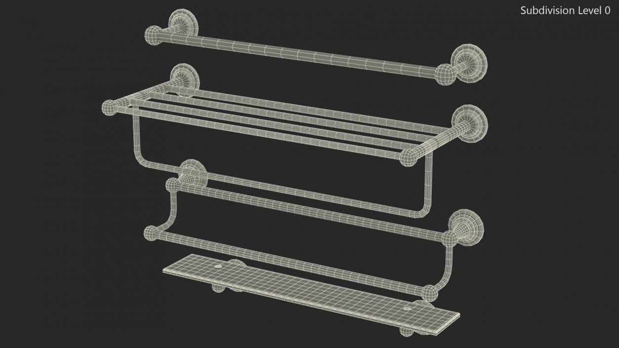 3D Bronze Bathroom Towel Shelves Set model