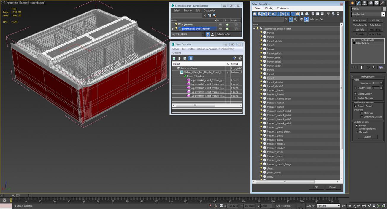 Sliding Glass Top Display Chest Freezer 3D model