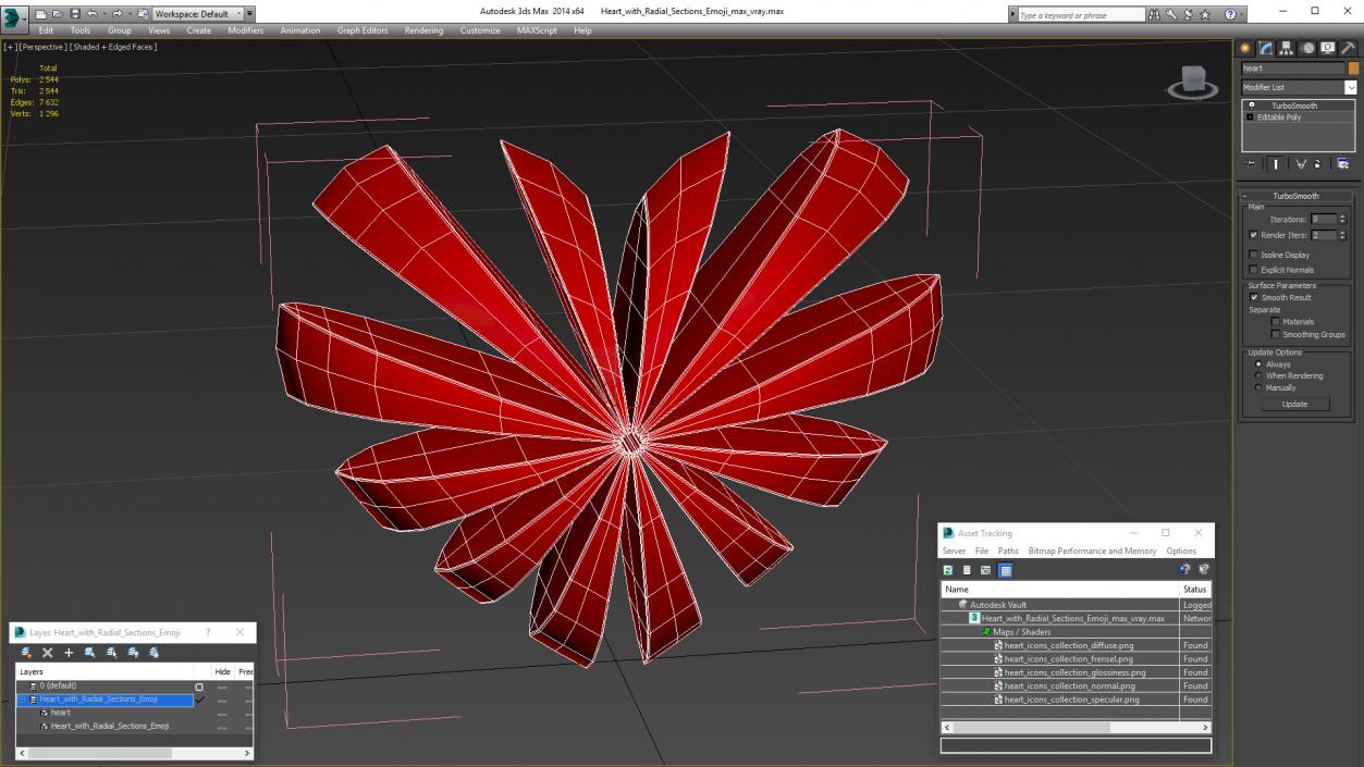 Heart with Radial Sections Emoji 3D