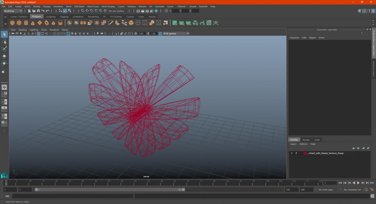 Heart with Radial Sections Emoji 3D