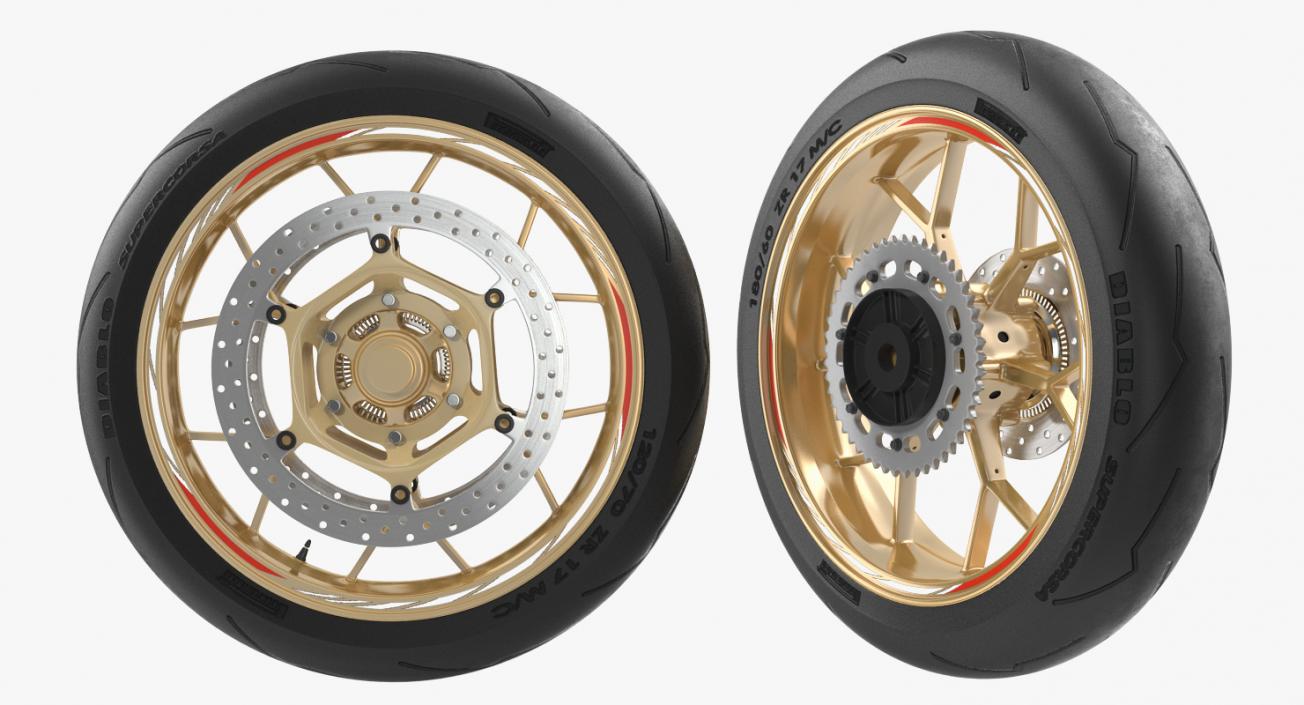 Sport Motorcycle Wheels Collection 3D model