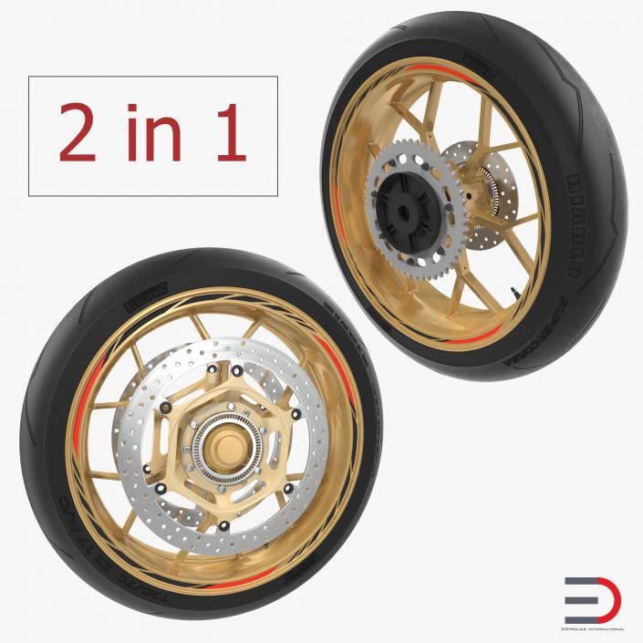 Sport Motorcycle Wheels Collection 3D model