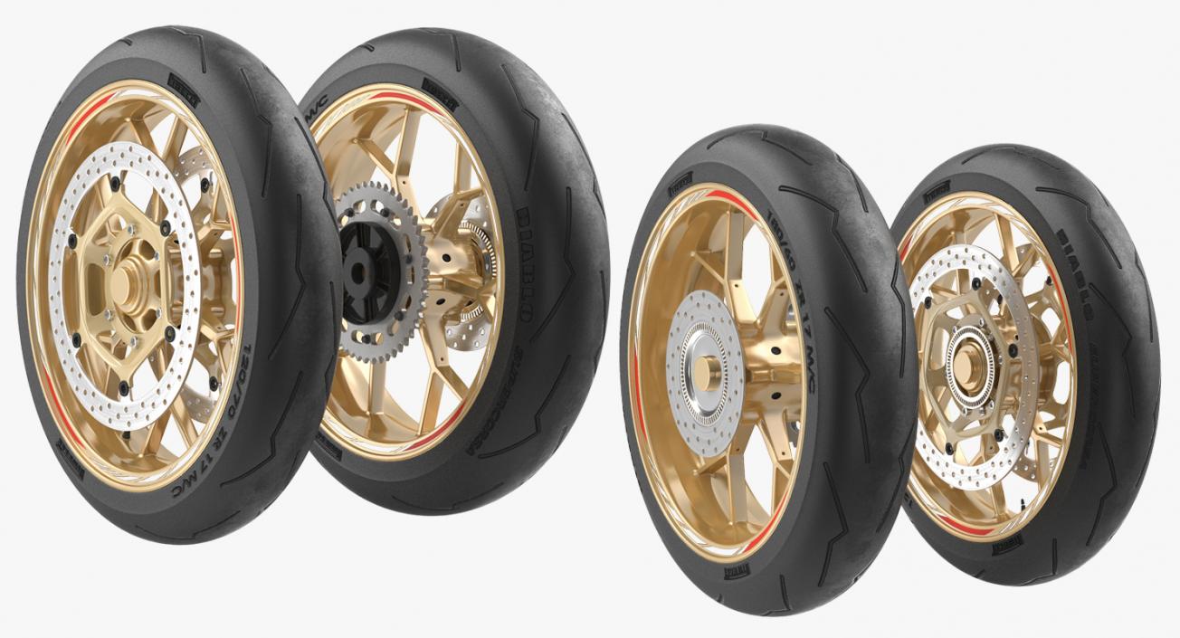 Sport Motorcycle Wheels Collection 3D model