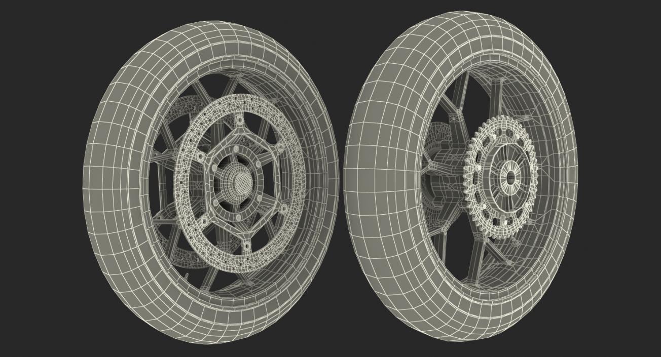 Sport Motorcycle Wheels Collection 3D model