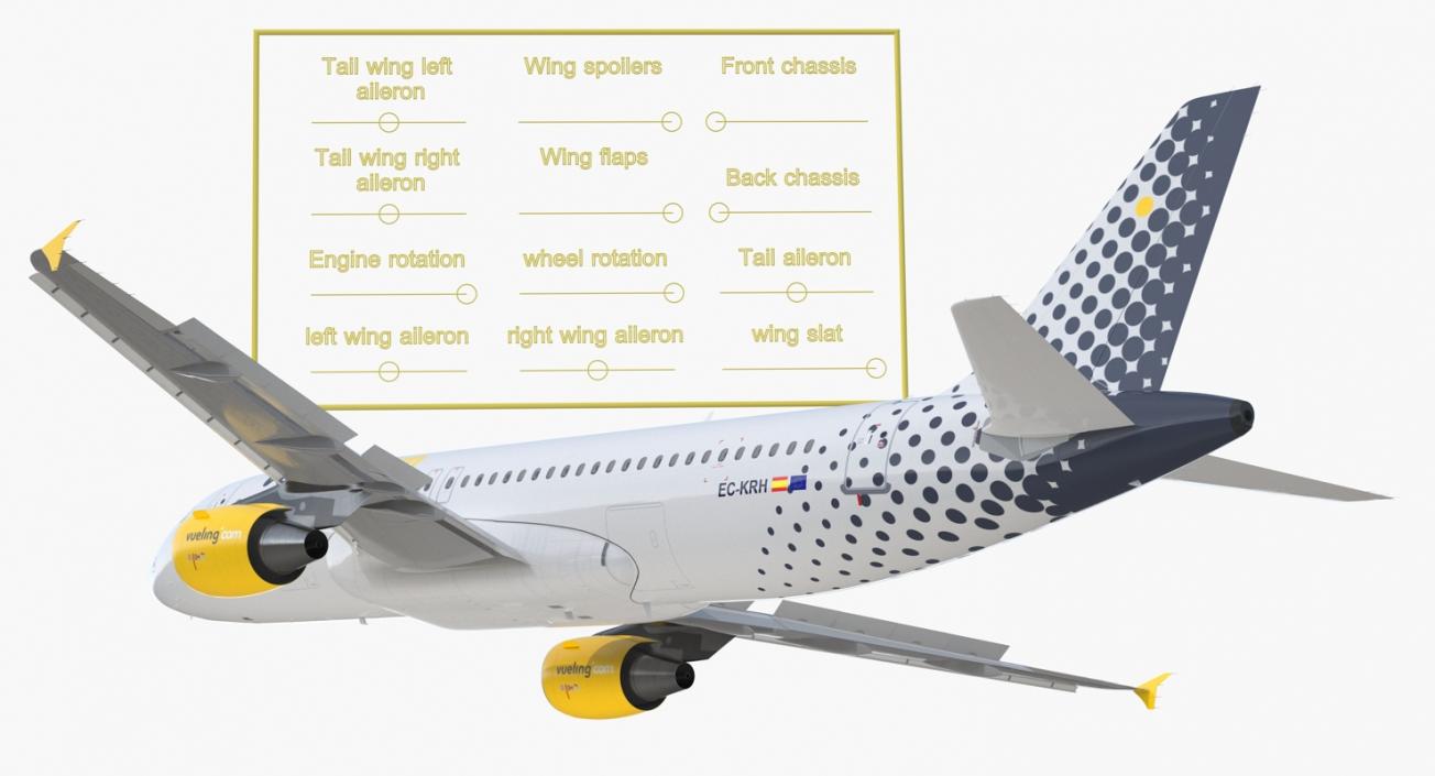 3D model Airbus A320 Vueling Airlines Rigged