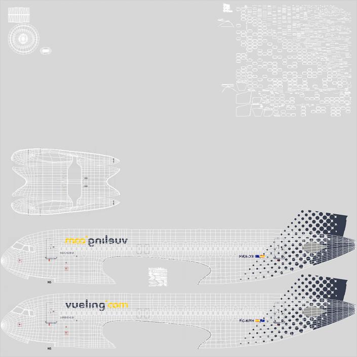 3D model Airbus A320 Vueling Airlines Rigged