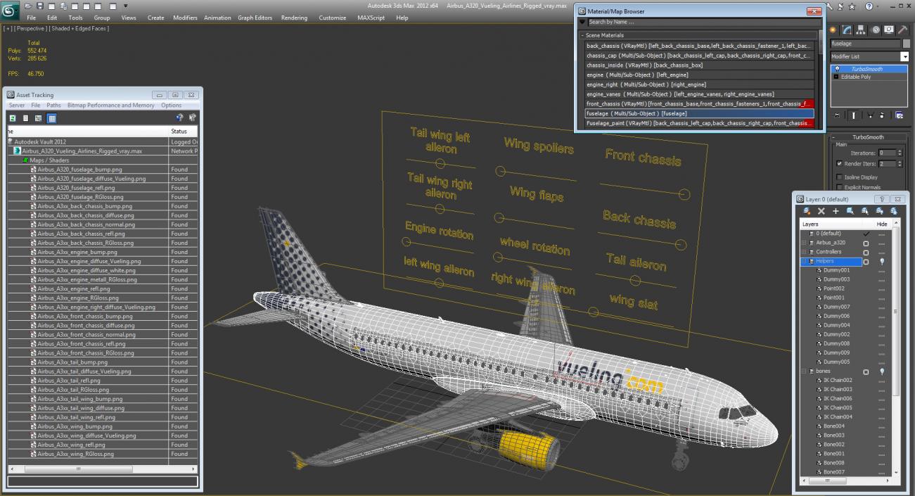 3D model Airbus A320 Vueling Airlines Rigged