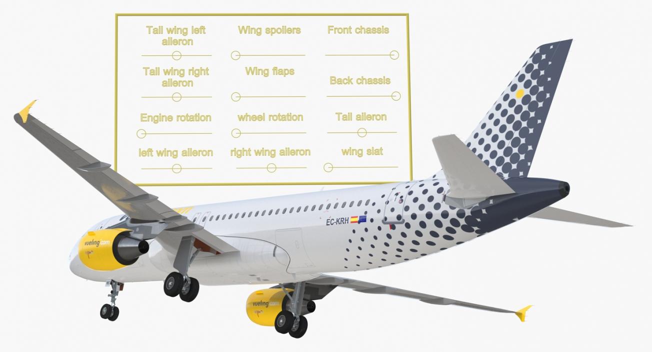 3D model Airbus A320 Vueling Airlines Rigged