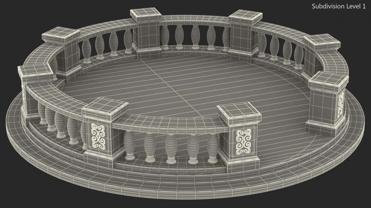 3D Round Marble Balustrade model