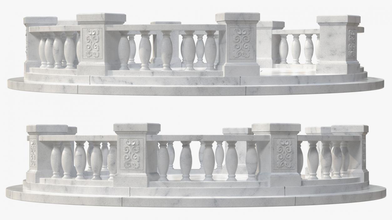 3D Round Marble Balustrade model