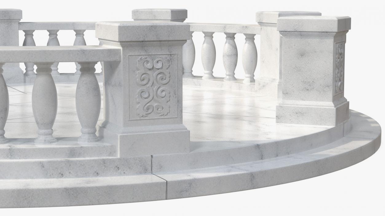 3D Round Marble Balustrade model