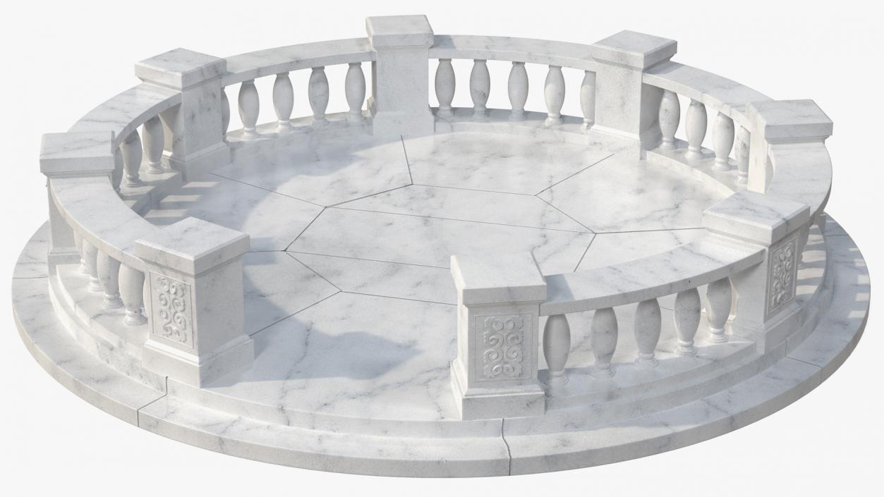 3D Round Marble Balustrade model