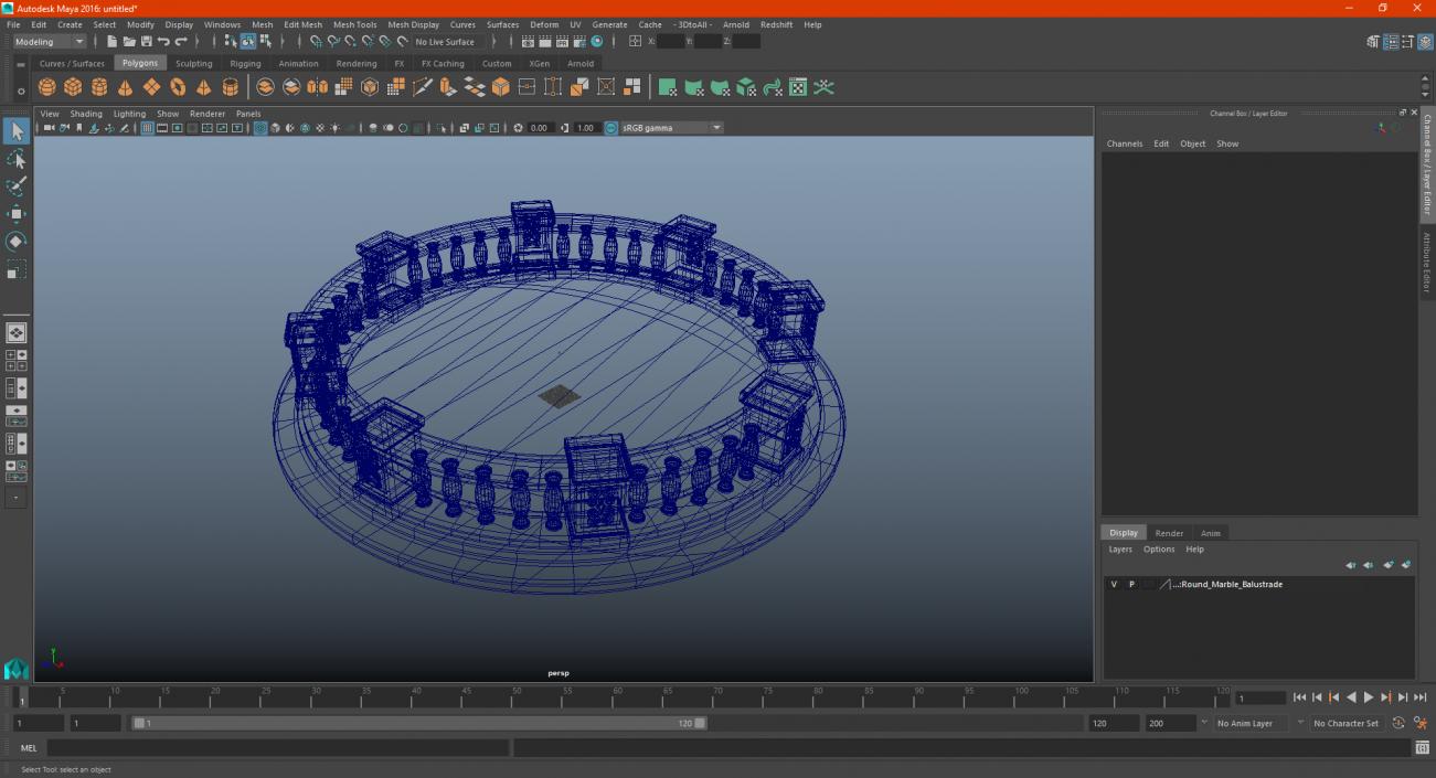 3D Round Marble Balustrade model