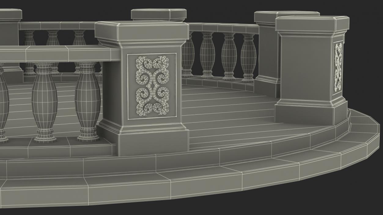 3D Round Marble Balustrade model