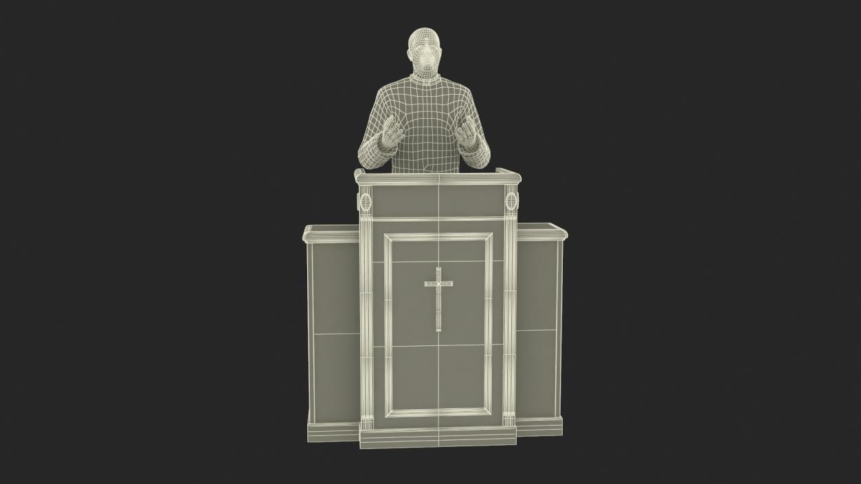 3D model Priest Preaching in the Pulpit