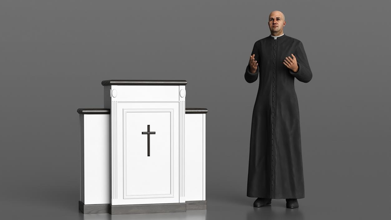 3D model Priest Preaching in the Pulpit