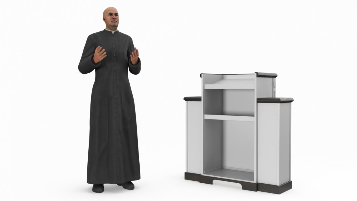 3D model Priest Preaching in the Pulpit