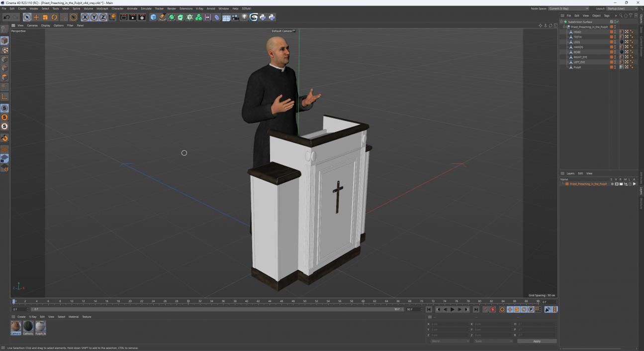 3D model Priest Preaching in the Pulpit