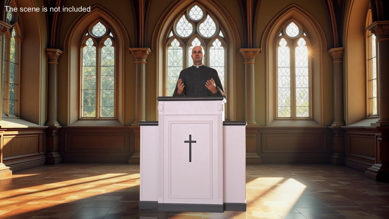 3D model Priest Preaching in the Pulpit