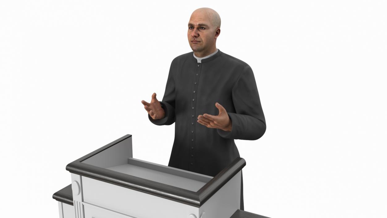 3D model Priest Preaching in the Pulpit