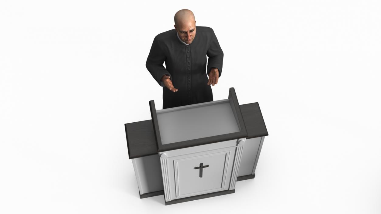 3D model Priest Preaching in the Pulpit