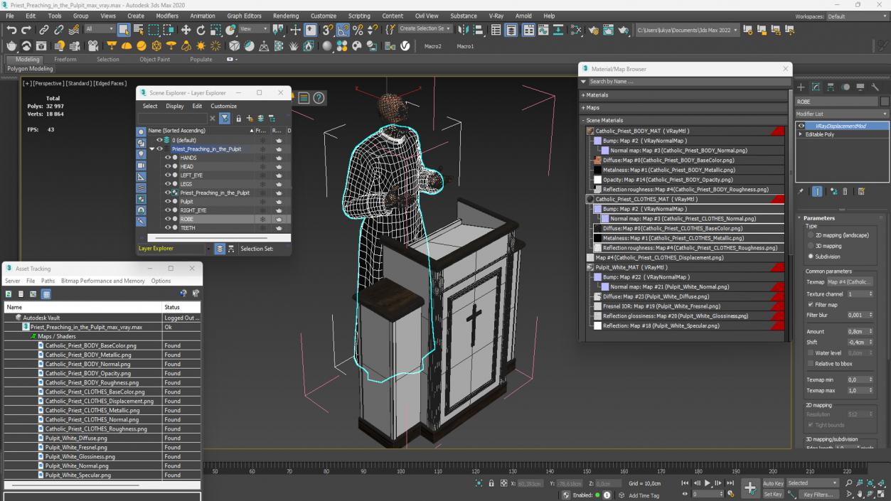 3D model Priest Preaching in the Pulpit