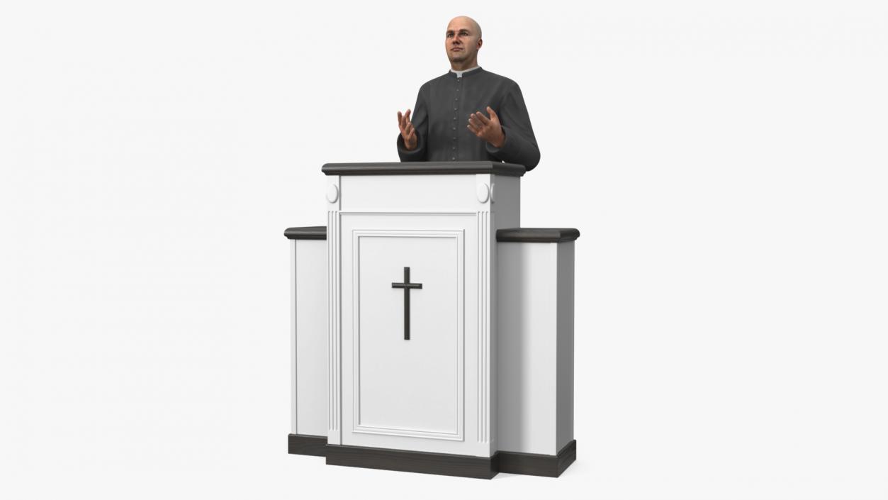 3D model Priest Preaching in the Pulpit