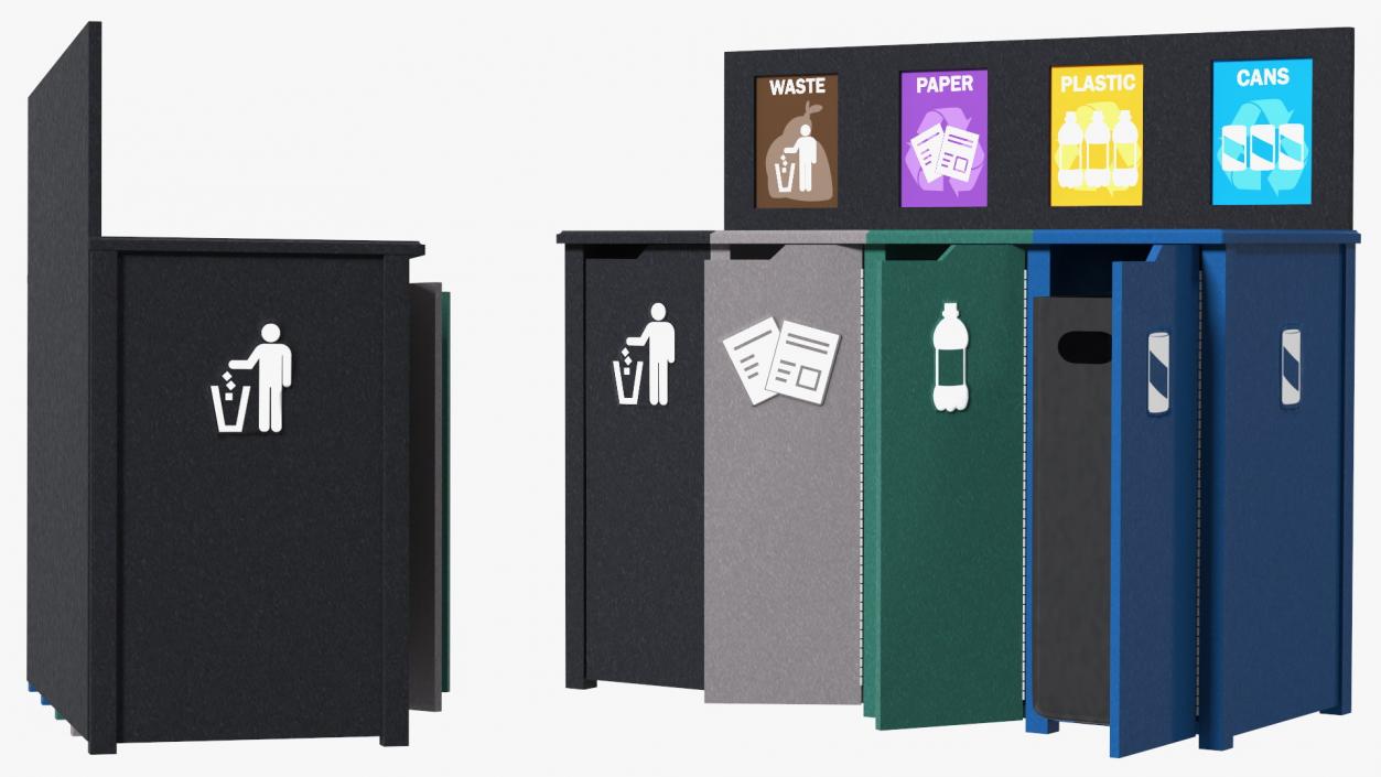 Sort Recycling Bins Collection 2 3D