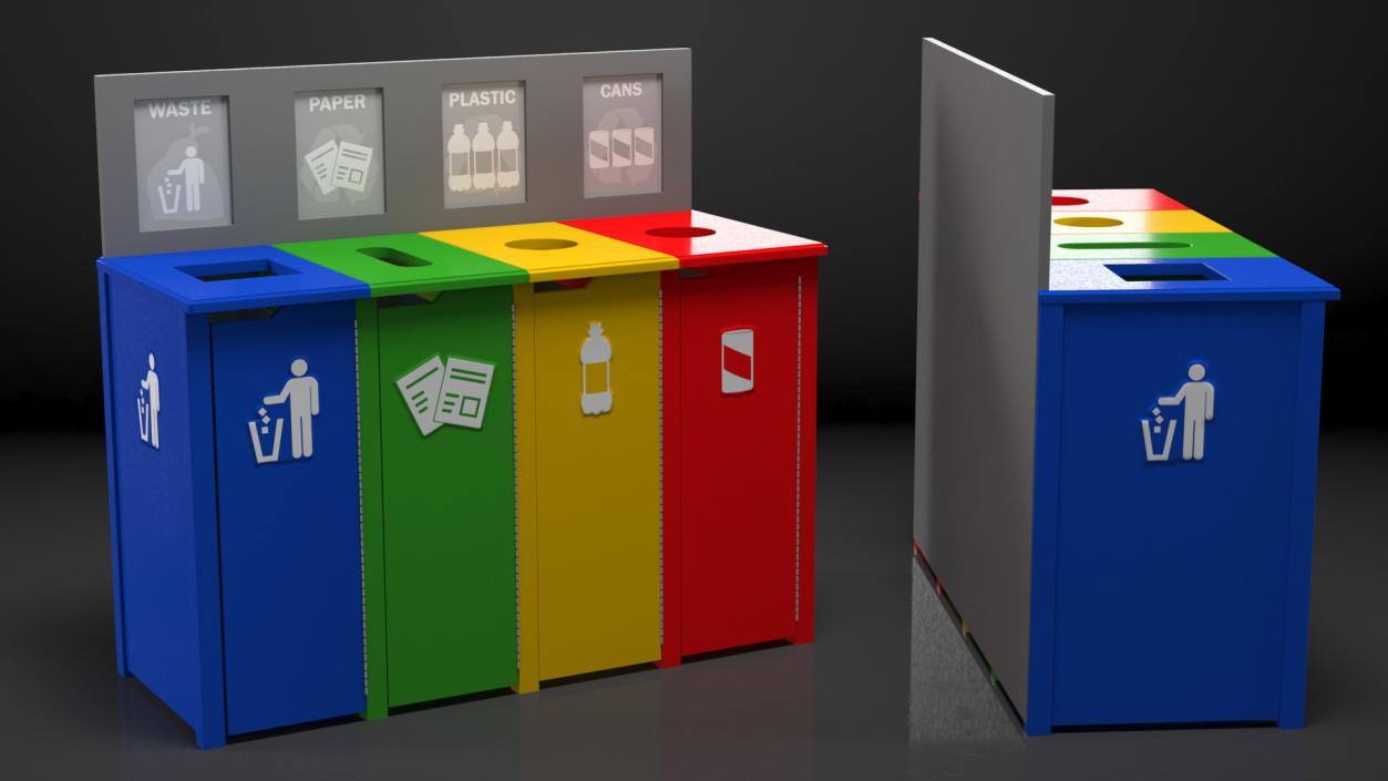 Sort Recycling Bins Collection 2 3D