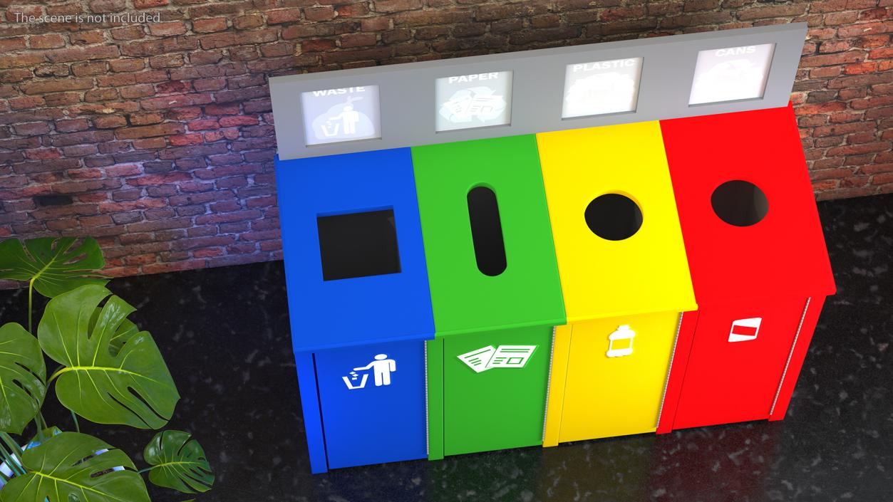 Sort Recycling Bins Collection 2 3D