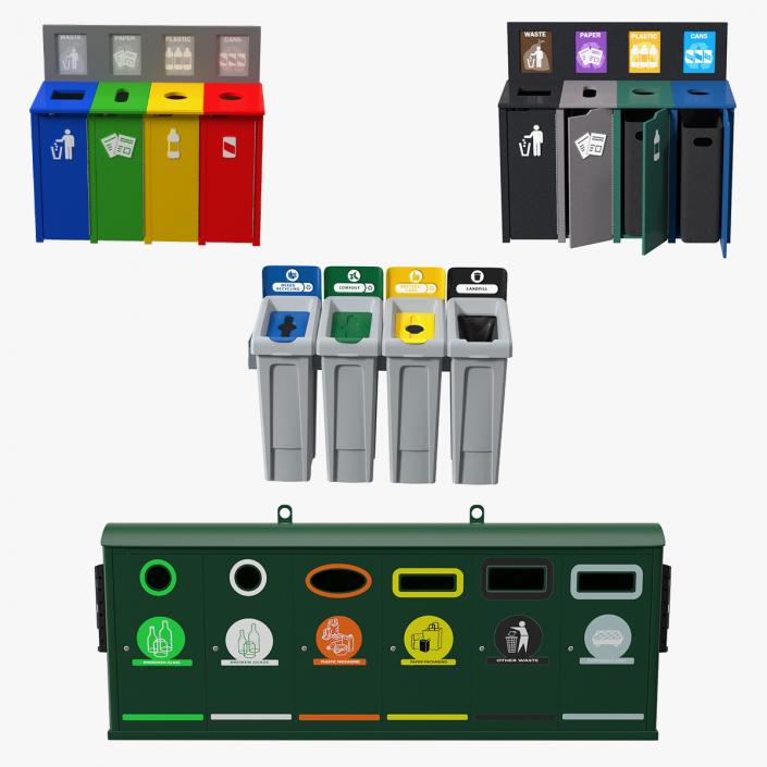 Sort Recycling Bins Collection 2 3D