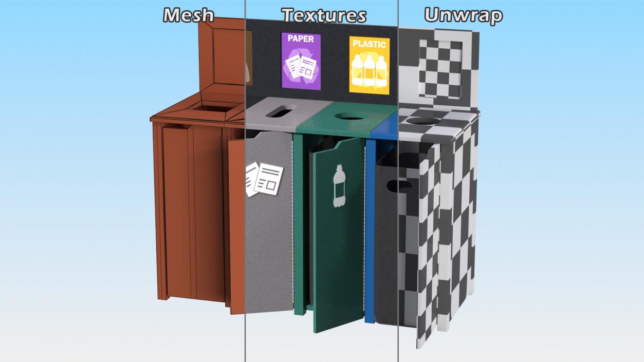 Sort Recycling Bins Collection 2 3D