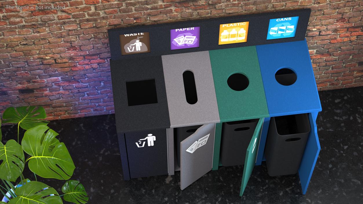 Sort Recycling Bins Collection 2 3D