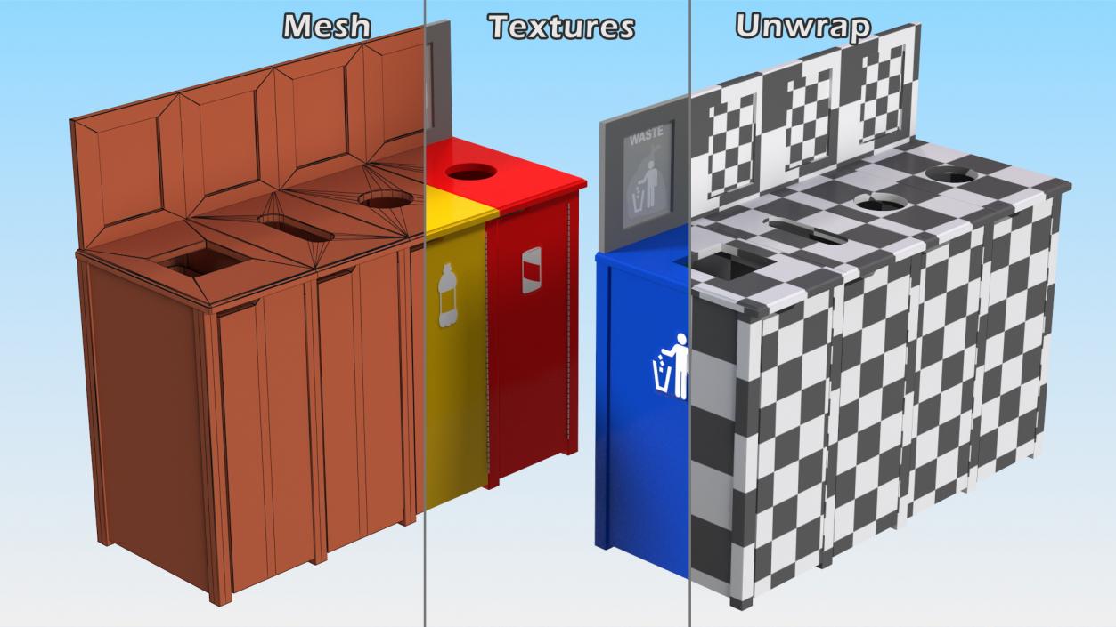 Sort Recycling Bins Collection 2 3D