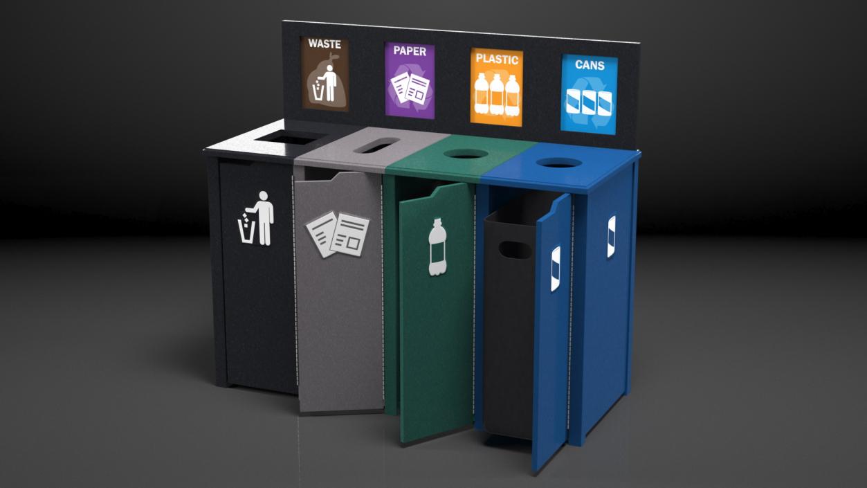 Sort Recycling Bins Collection 2 3D