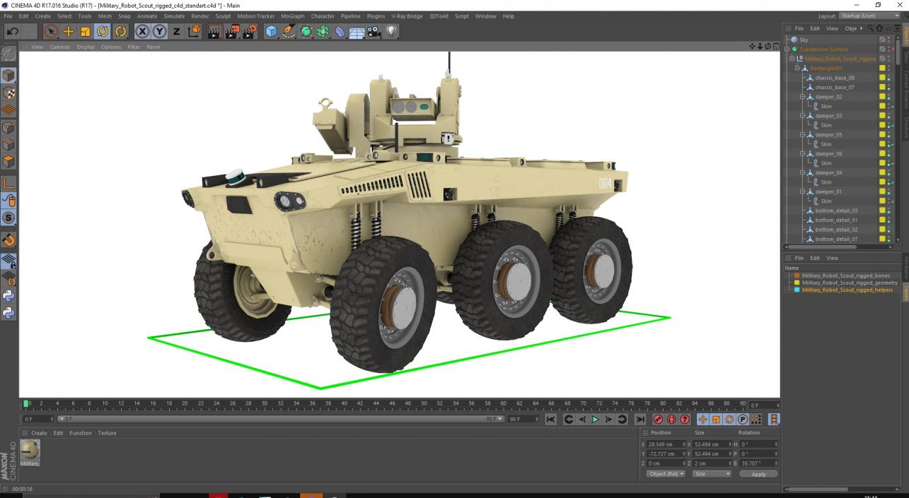 3D Military Robot Scout Rigged for Cinema 4D