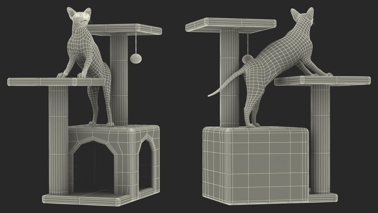 3D model Cat Tree 3-Level with Cat