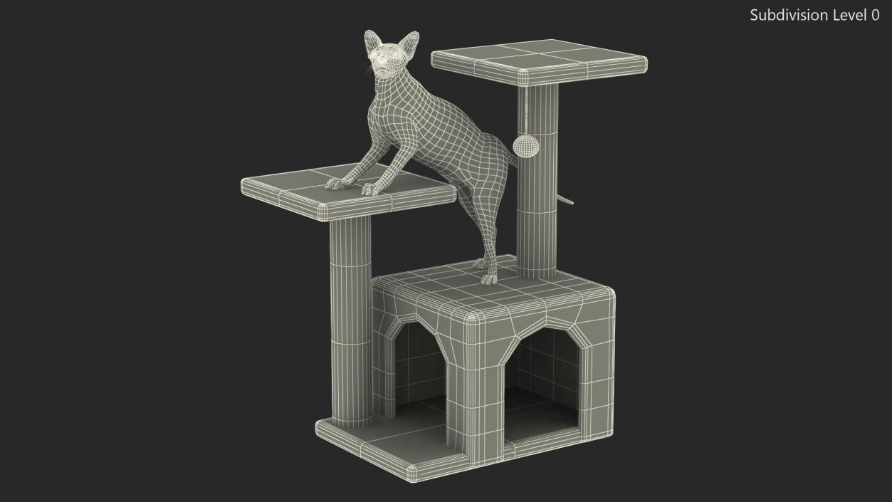 3D model Cat Tree 3-Level with Cat