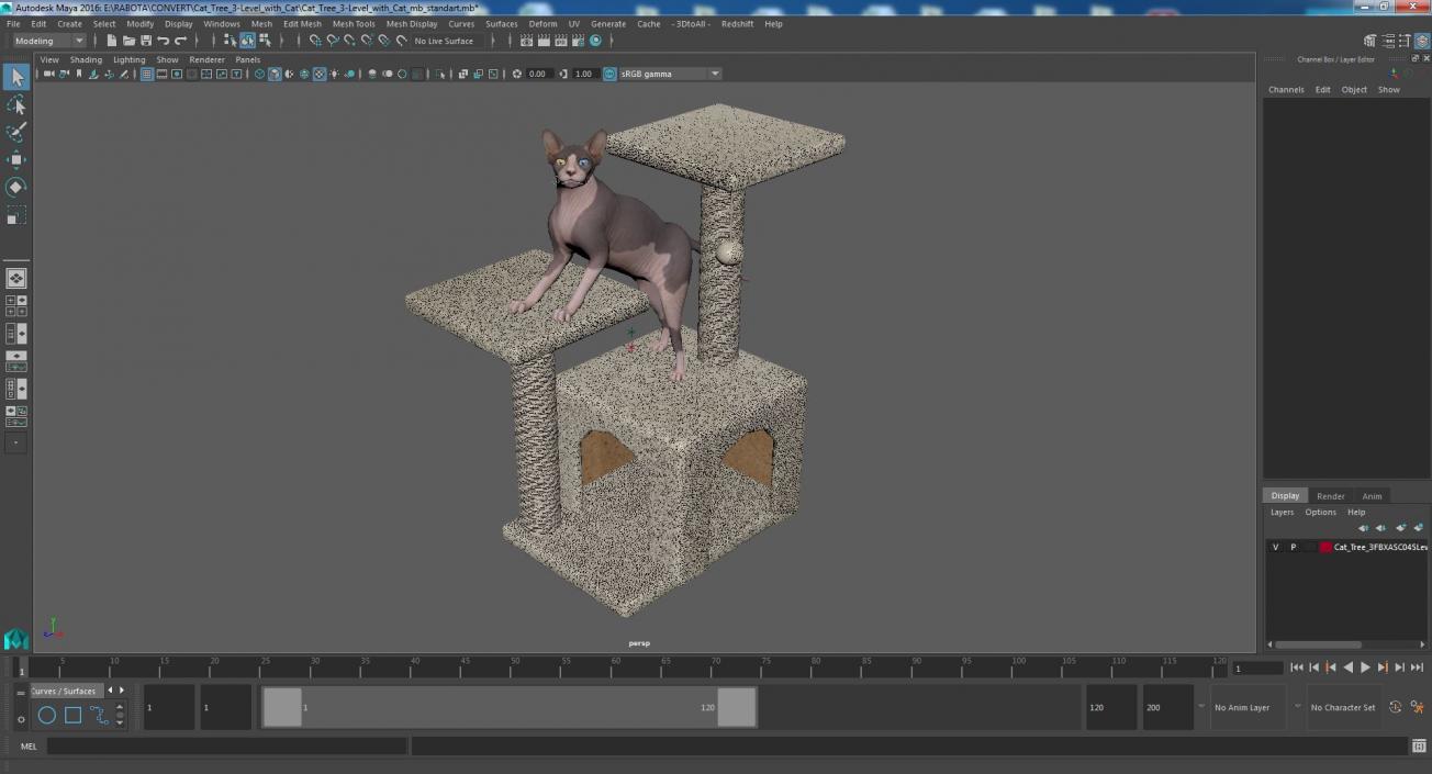 3D model Cat Tree 3-Level with Cat