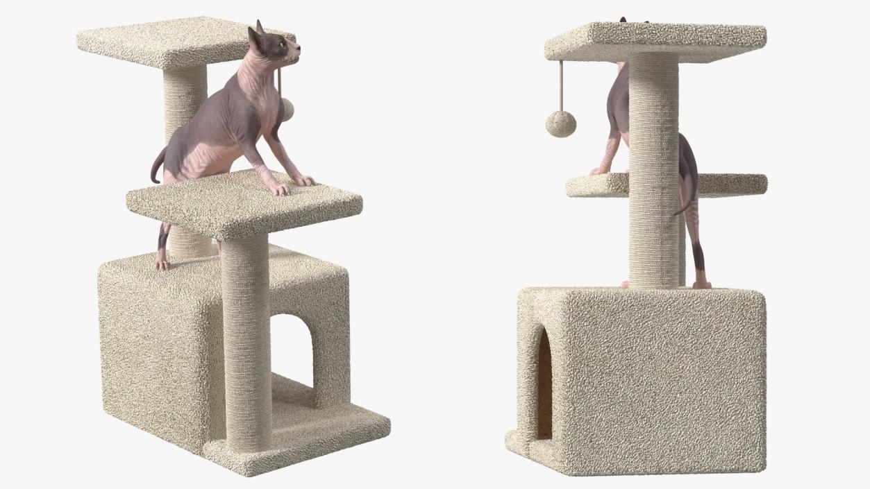 3D model Cat Tree 3-Level with Cat