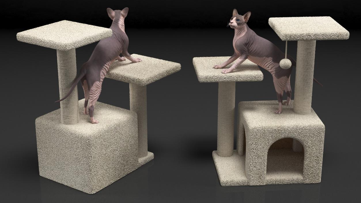 3D model Cat Tree 3-Level with Cat