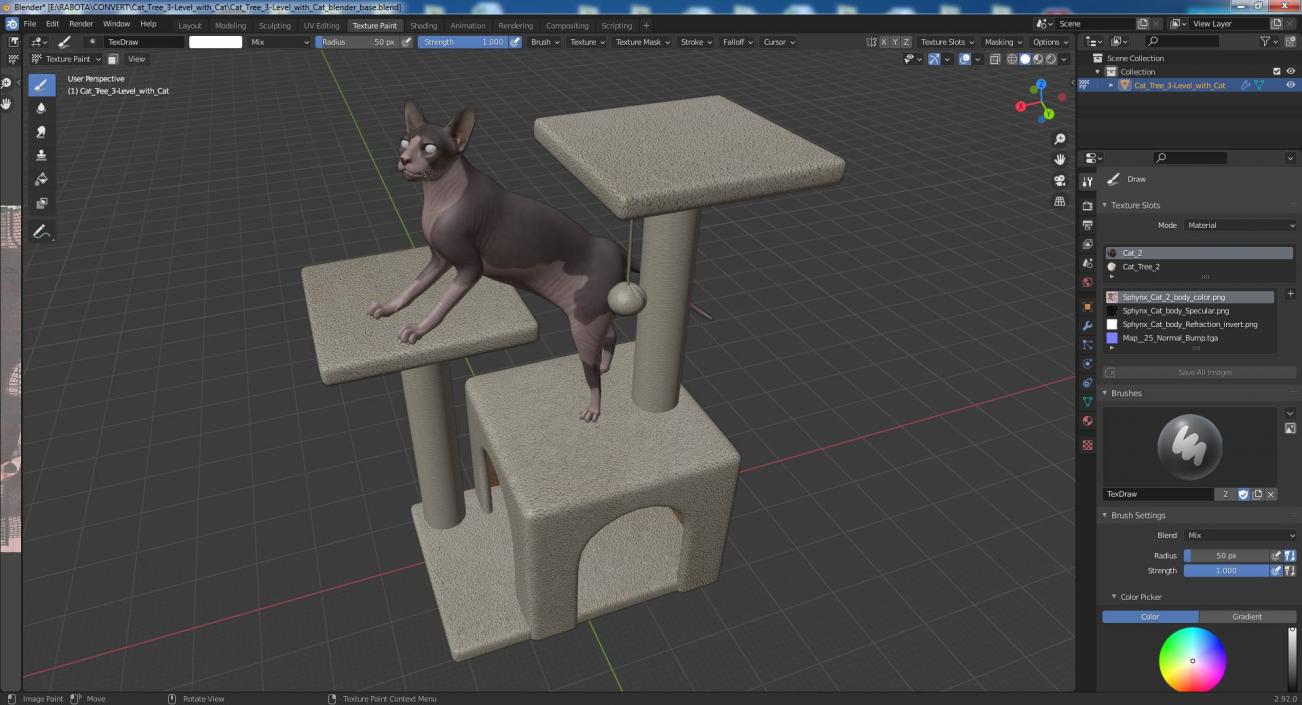 3D model Cat Tree 3-Level with Cat