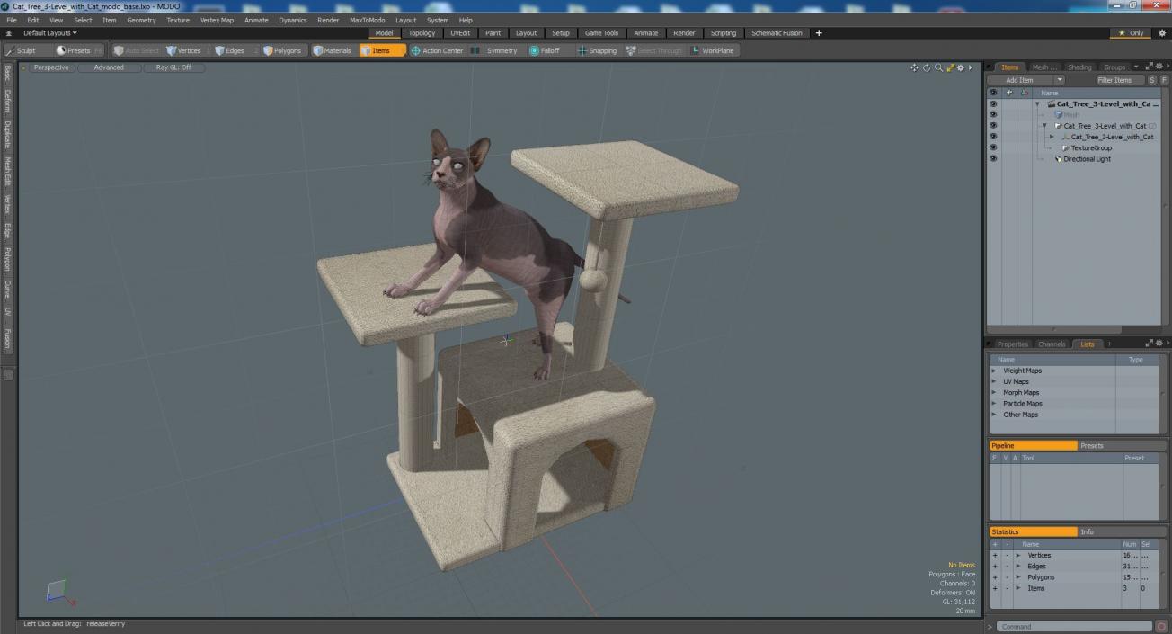 3D model Cat Tree 3-Level with Cat