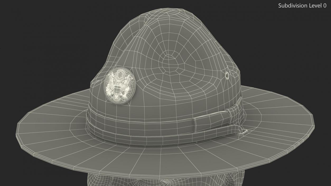 Campaign Hat with Cockade Green on Mannequin 3D model