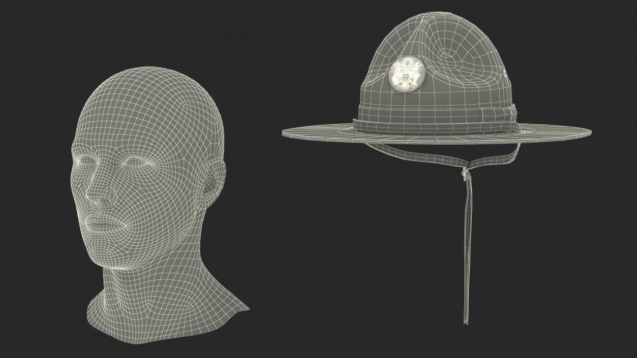 Campaign Hat with Cockade Green on Mannequin 3D model