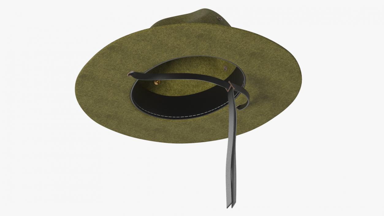 Campaign Hat with Cockade Green on Mannequin 3D model