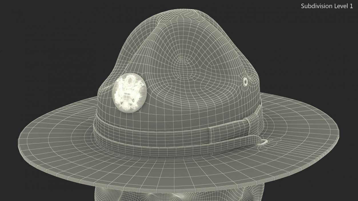 Campaign Hat with Cockade Green on Mannequin 3D model