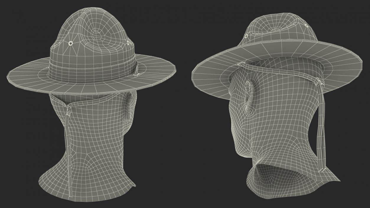 Campaign Hat with Cockade Green on Mannequin 3D model