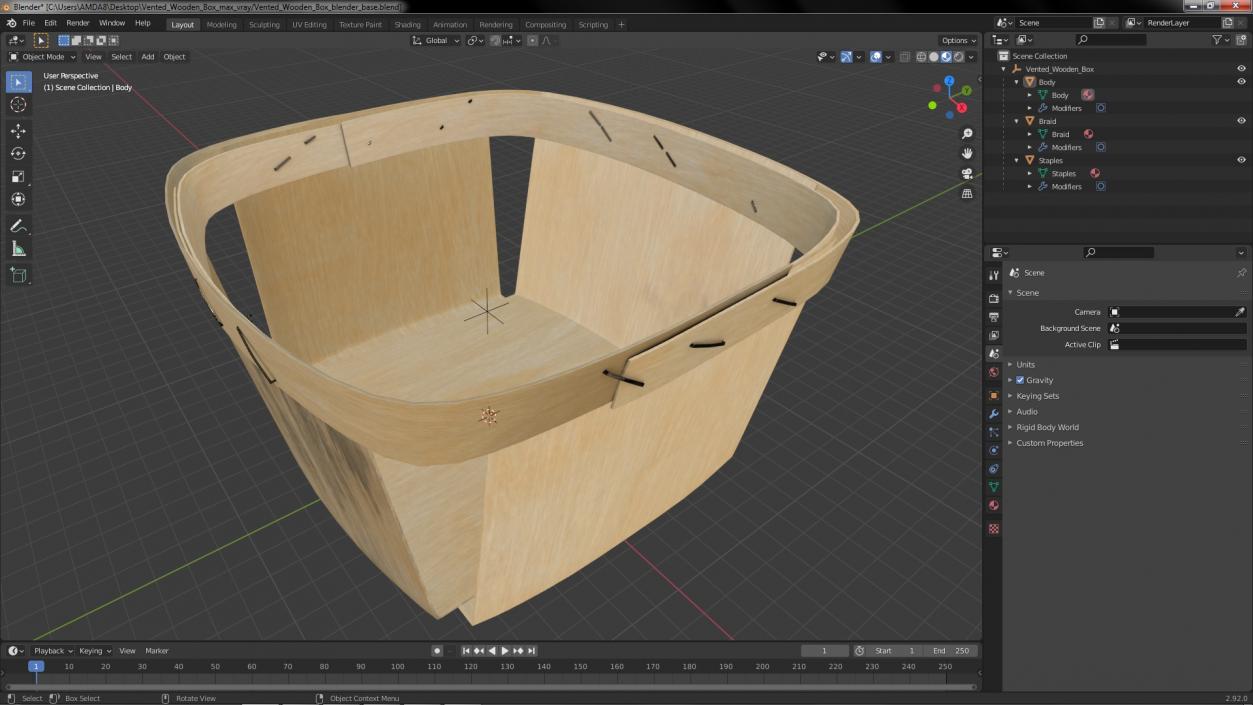 Vented Wooden Box 3D