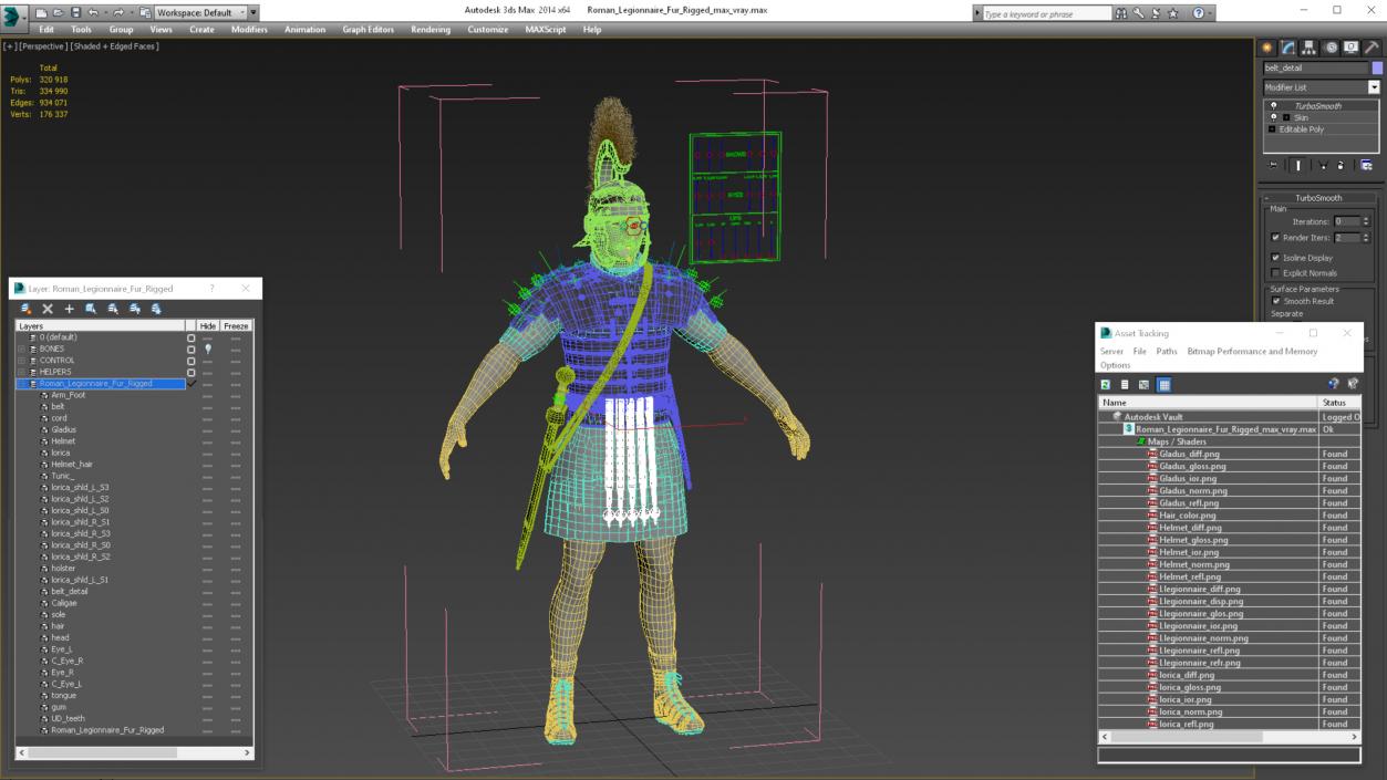 3D Roman Legionnaire Fur Rigged model